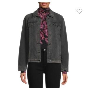 JOES JEANS The Boyfriend Faded Denim Jean Jacket Black Drop Shoulder Sz S